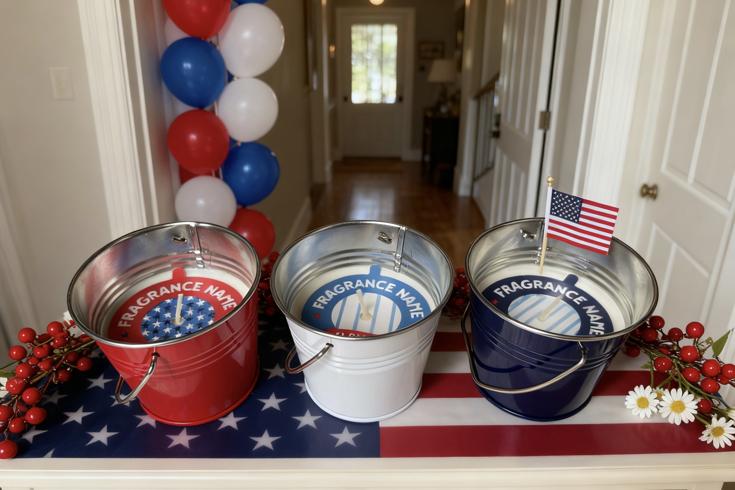 4th of July Tin Bucket Candle